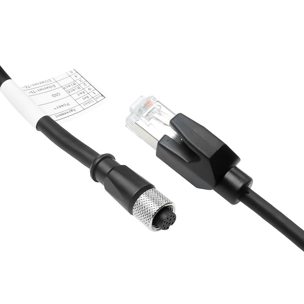 Alvin's Cables M12 Cavo Ethernet funzionale di alimentazione a 12 pin per DJI Livox HAP (TX) Mid-70 Mid-360 Sensore Lidar, M12 Aviazione da 12 pin da femmina a RJ45 da 1 a 3 Cavo di breakout 16,4ft/5M
