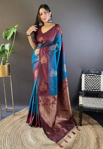 Image of SGF11- Women's Kanjivaram Woven Soft Silk Saree With Blouse Piece