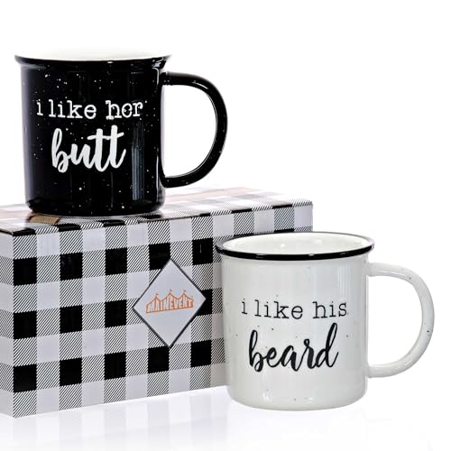 I Like His Beard I Like Her Butt Coffee Mug Set of 2, 11 Ounce Couple Mug