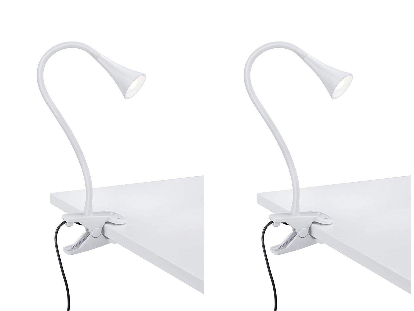 Set di 2 luci flessibili a LED, colore bianco, altezza 35 cm, con collo di cigno