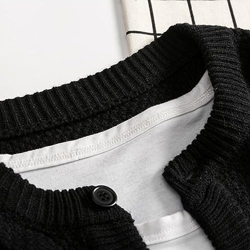 Men's Spring Fall Cardigan Lightweight Black Knit Front Open Sweater Male Casual Knit Button Up Slim Fit Sweaters3