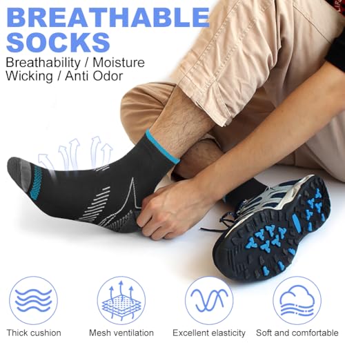 Fefod Calcetines de Compresión Cortos Hombre Mujer, 8 PCS Compresión Deportivos con Soporte el Arco, Calcetines Running Antiampollas, Compresión para Trabajo, Corriendo y Viajando, L/XL(Azul) - imagen 5