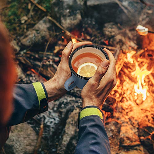 P&P Chef Blue Enamel Coffee Mugs Set Of 6, 12Oz Small Camping Enamel Tea Cups For Indoor And Outdoor Activities, Wide Handle & Smooth Rim, Portable & Durable, 350Ml #TOP5