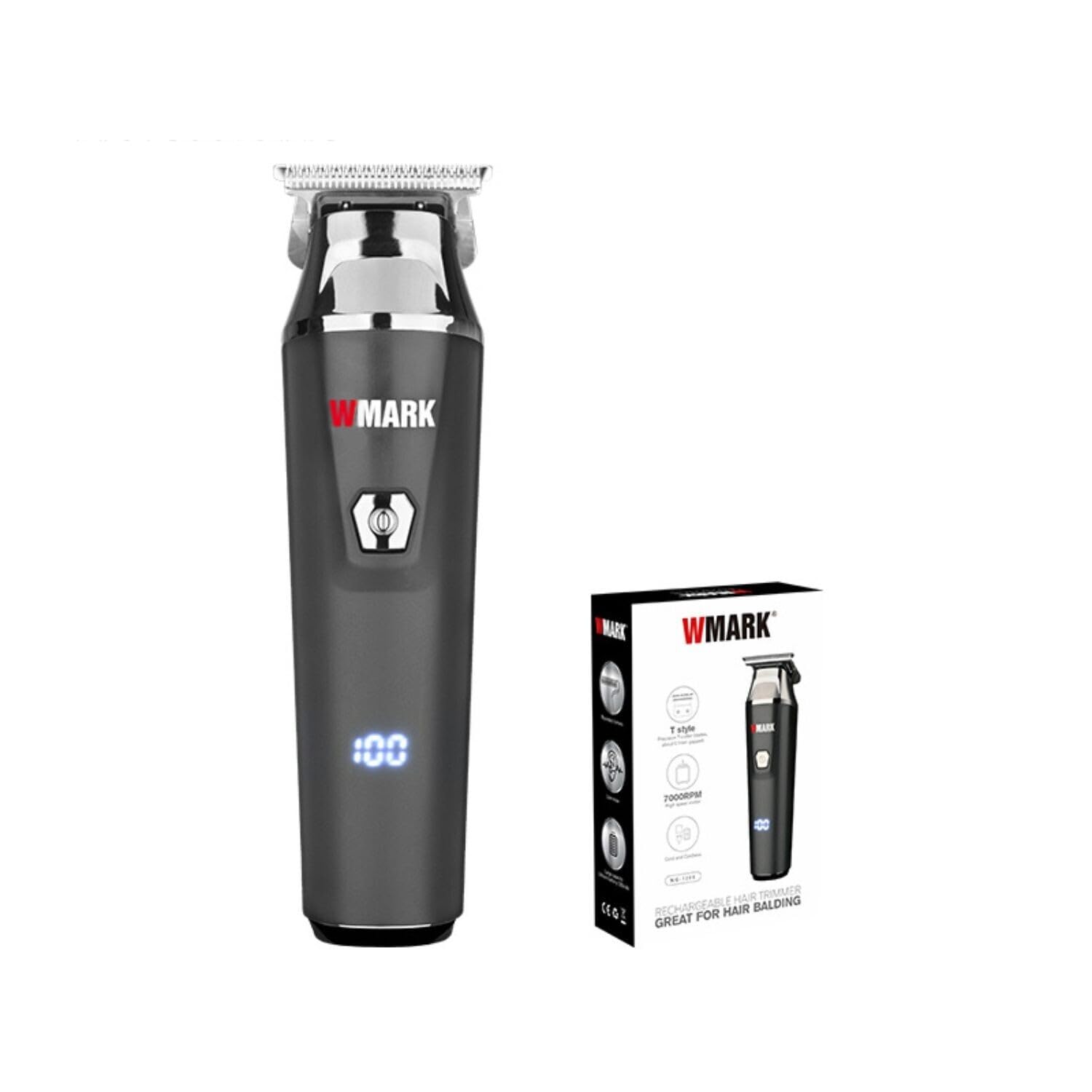 WMARK NG-1209 Rechargeable Hair Trimmer T-Style Stainless Steel Blade 7000 RPM Motor, 1200mAh Lithium Battery Low Noise Corded and Cordless Use LED Battery Display 180 Minutes Runtime USB-C Charging-image-13