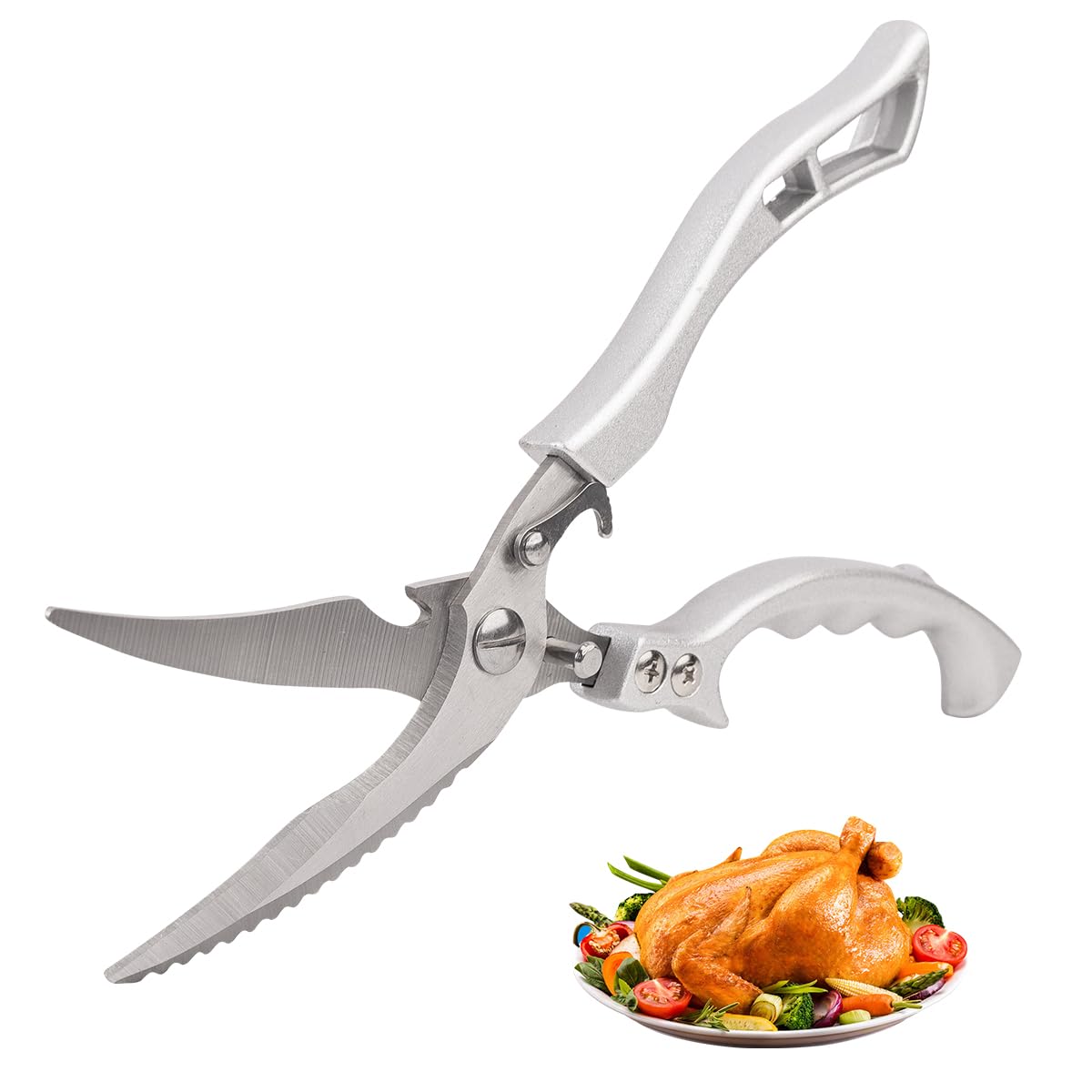 LiangYuanZen Tijeras profesionales para aves de corral de acero inoxidable, 25,56 cm, ZXF-Jigujian-Lvbing, ideales para aves de corral, carne y huesos, tijeras afiladas para carne y pollo