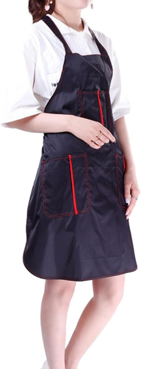 Professional Hairdresser Cape Apron with Quick-drying Cellosilk Material and Large Pockets for Beauty Salon at Home Use Lightweight Black Hairdressing Apron for Barbers