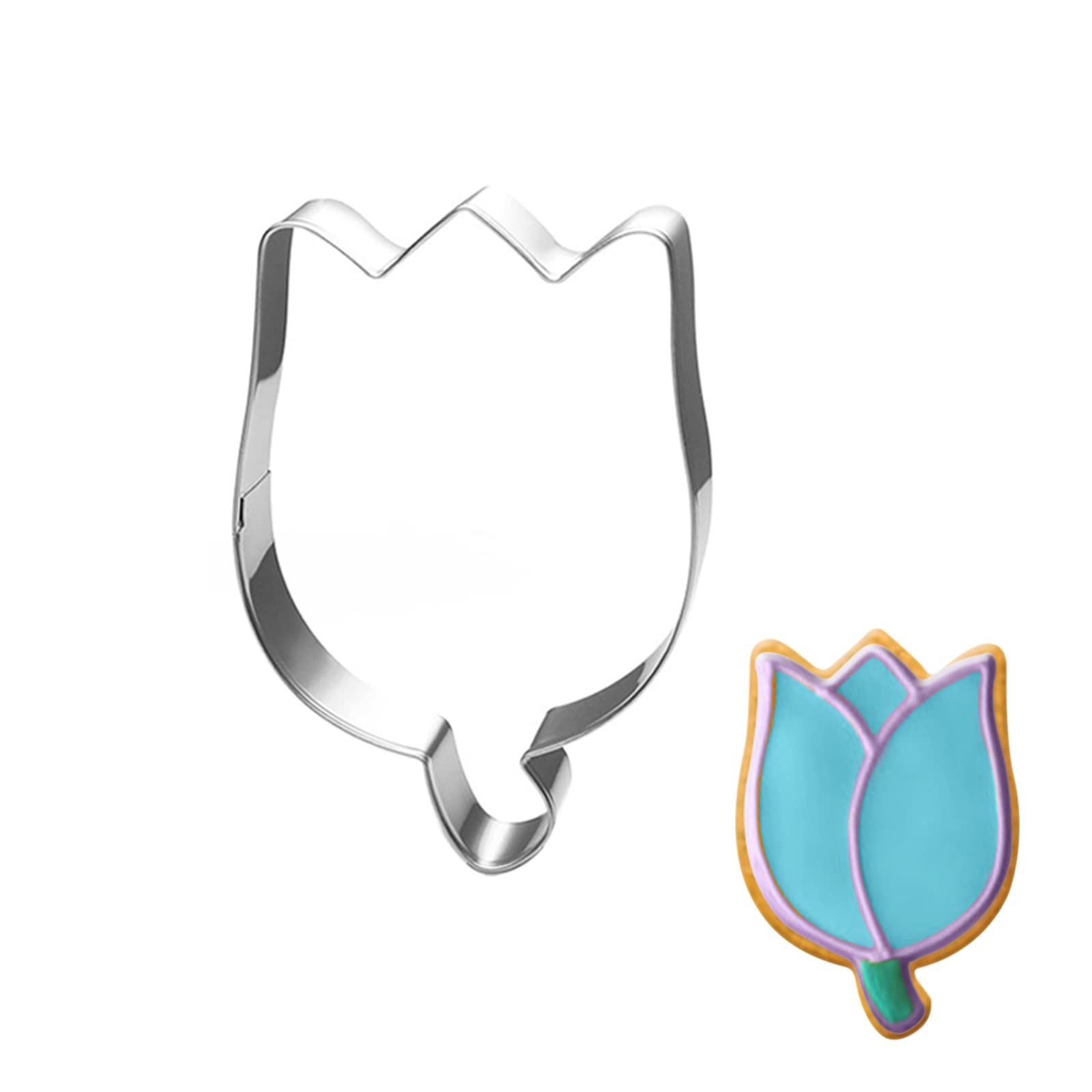 LUBTOSMN Tulip Cookie Cutter Set-3.5 Inch-Flower Biscui Cookie Cutters Fondant Molds