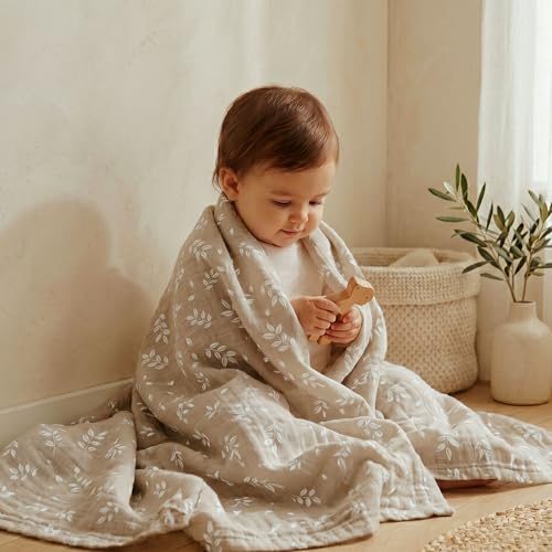Image of GLLQUEN BABY Muslin Swaddle Blankets 4-Pack Breathable Receiving Blankets (35 inch x 40 inch) Soft Baby Blankets for Girls and Boys Newborn Essentials Muslin Burp Cloths Swaddle Wrap Baby Gift(Sunflower)