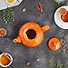 RSVP Large Stoneware Chai Teapot -Microwave & Dishwasher Safe - 42 oz - Orange