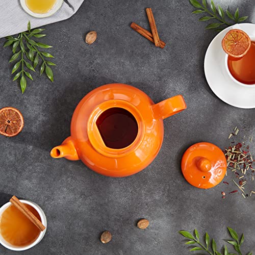 Théière en grès 6 tasses en céramique durable orange mandarine