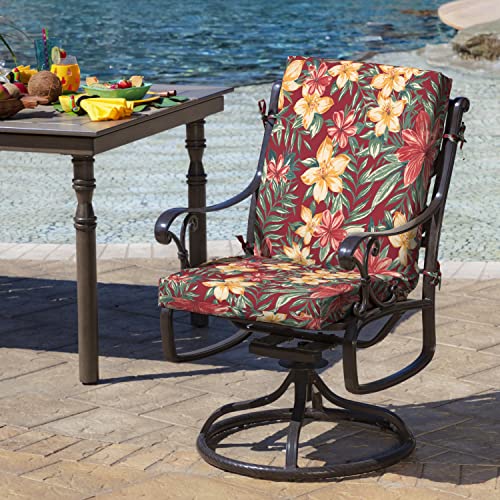 Image of Arden Outdoor Midback Chair Cushion, 18 x 16.5, Rain-Proof, Fade Resistant Ruby Clarissa