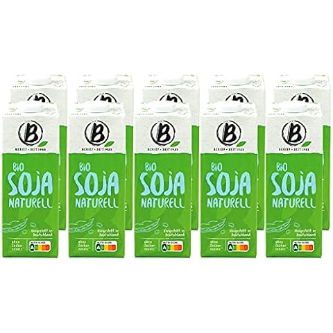 Berief - 10er Pack Bio Soja Naturell 1 Liter - Sojadrink Soya 100 % pflanzlich Vegan ohne Zuckerzusatz Cover