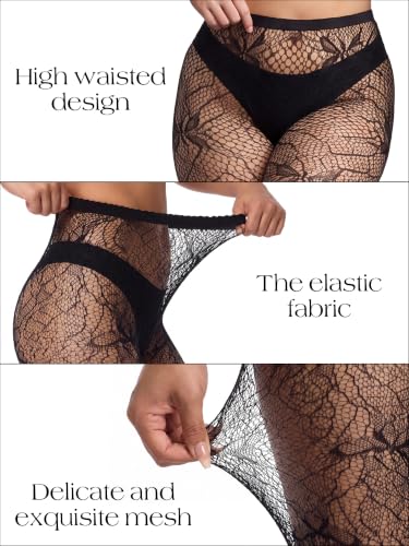 Image of URATOT 4 Pairs Plus Size Fishnet Cross Mesh Tights Sexy Fishnets Pantyhose Stockings Thigh High Stockings