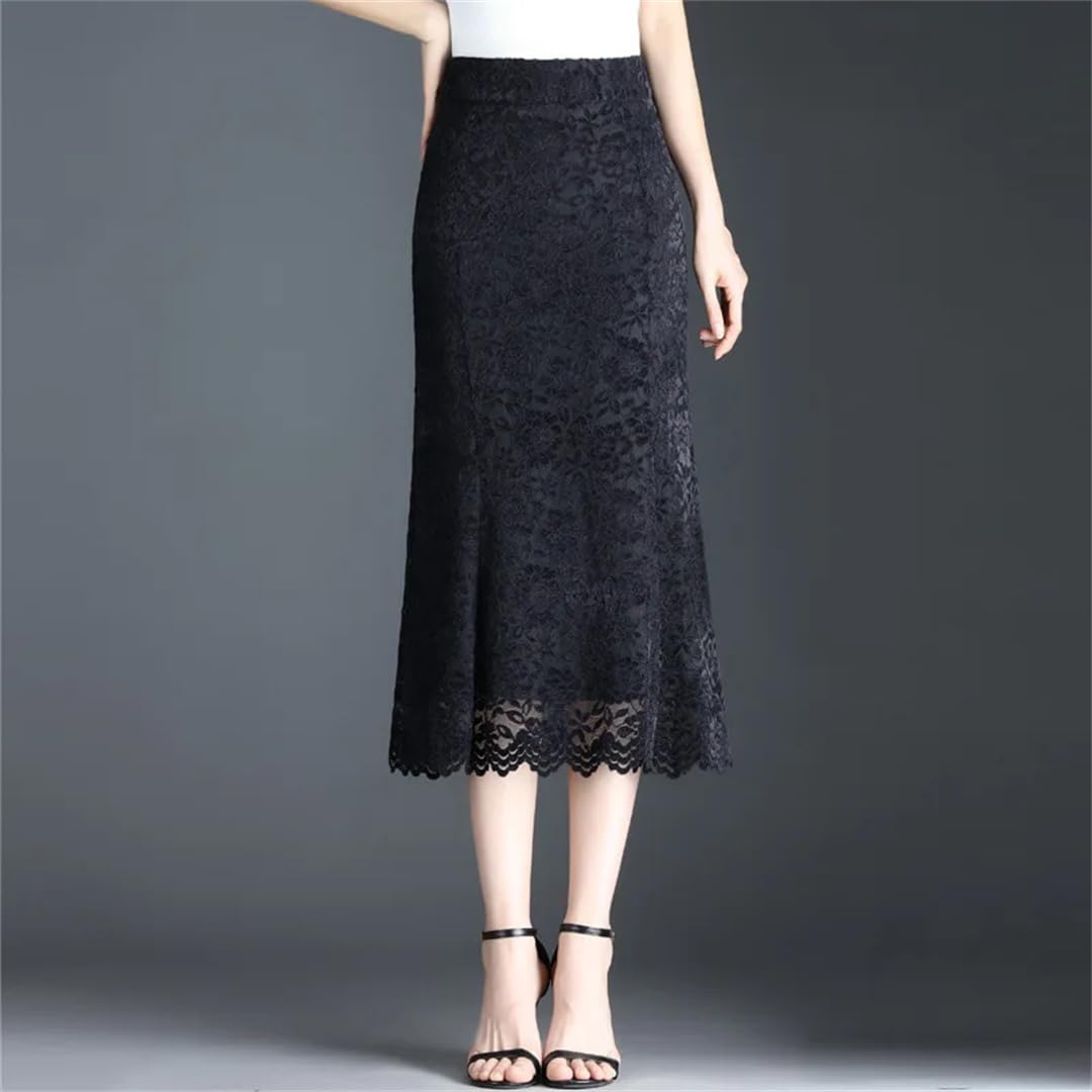 Pizzo Fishtail Midiskirt Donna Temperamento Borsa Hip Gonna Ufficio Signora One-Step Gonna Lunga