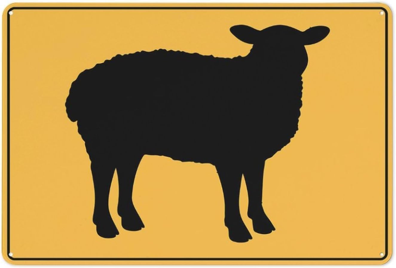 KWQDOZF Sheep Metal Sign Aluminum Warning Tin Signs 12x16 Inch