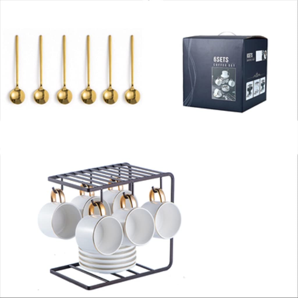 Juego de Tazas de té Juego de Tazas de té con cucharillas de cerámica y platillos Juego de té de la Tarde de Lujo Europeo para el hogar(Green-4 pcs)