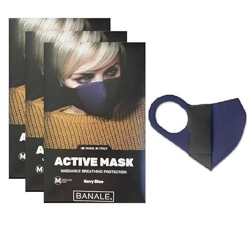 【イタリア製BANALE.】超快適 アクティブマスク 携帯用 トラベルマスク 大人用 ユニセックス (3, ブルーネイビー)