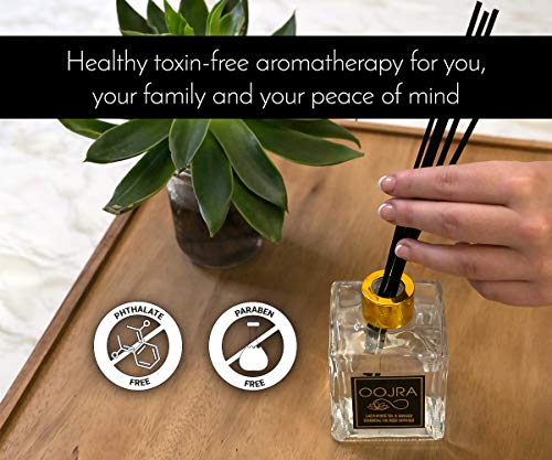 Reed Diffuser Gift Set, Natural Essential Oil Long Lasting Fragrance 5 Oz; Aromatherapy Air Freshener; Laos White Tea And Ginger (+Other Scent Options Available) W/Glass Bottle & Rattan Reeds #TOP4