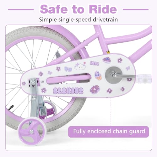 Image of Olakids Kids Bike, 12 14 16 18 20 Inch Girls Bicycle with Doll Seat Basket Adjustable Seat and Handlebar, Handbrake and Coaster Brake