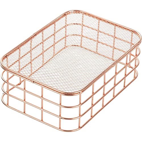 Metal Storage Baskets, Copper Wire Basket Organizer (Rose Gold, 2 Piece Set) #TOP3