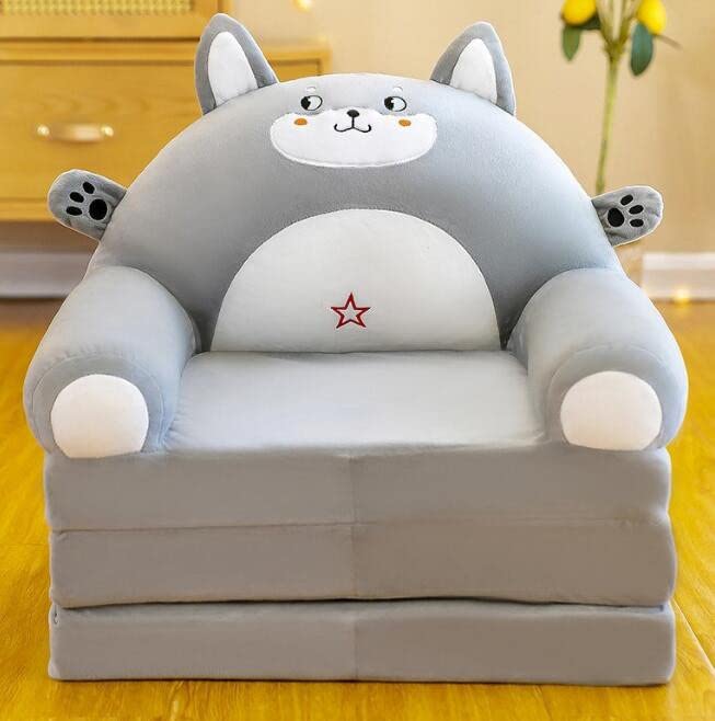 Divano Pieghevole Per Bambini In Peluche | 2 In 1 Letto/Divano | Motivo Cartone Animato | Blu - Foto 3