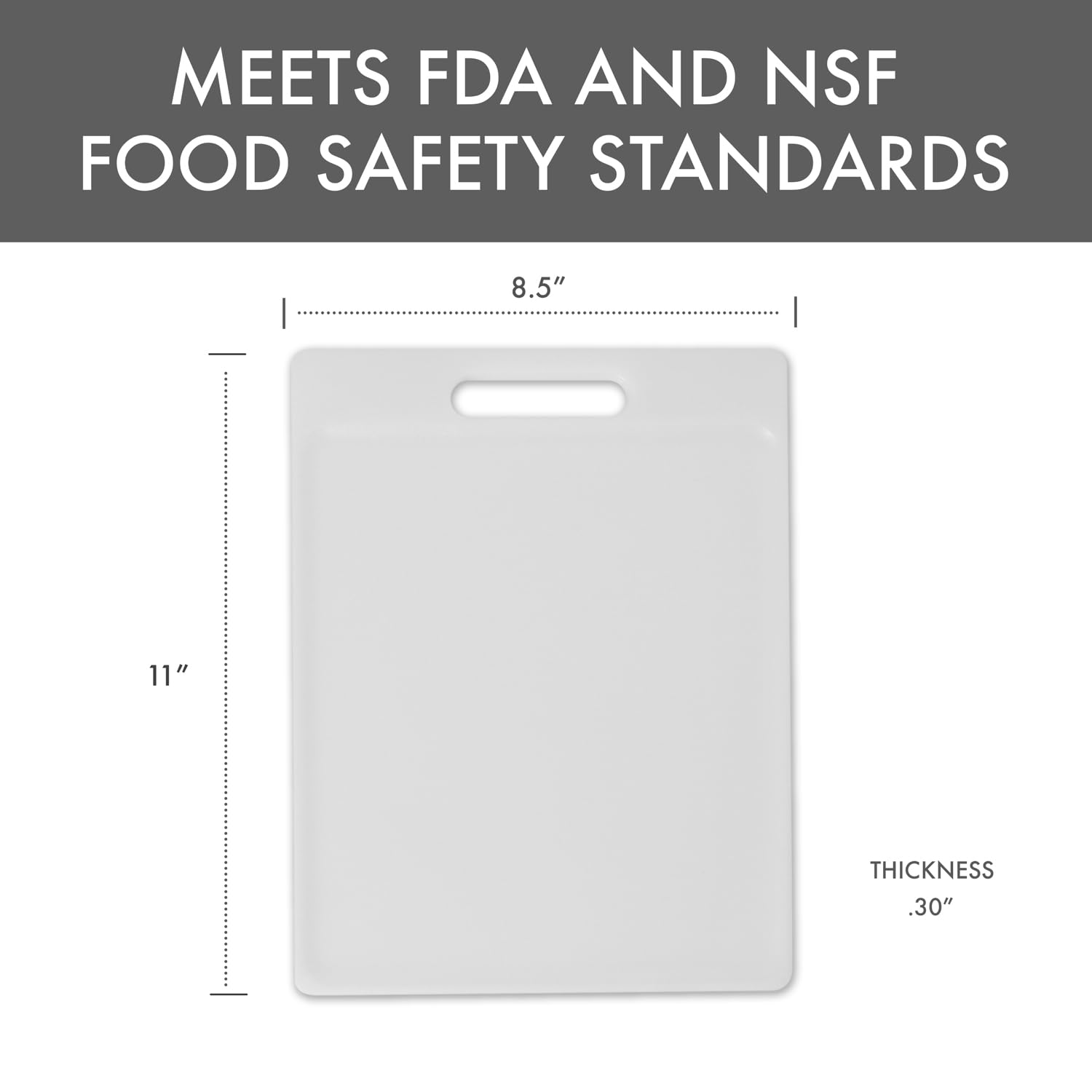 Dexas NSF - Tagliere da cucina con manico certificato Polysafe, 21 x 28 cm, reversibile, bianco