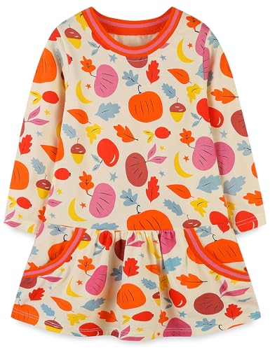 Image of Hongshilian Little Girls Cotton Casual Dress Cartoon Print T-Shirt Short Sleeve Skirt Dresses