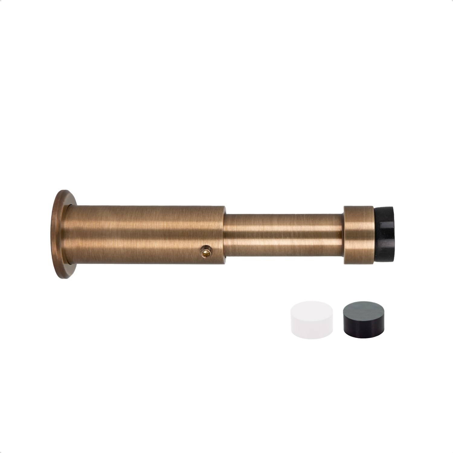 EVI HERRAJES Tope de Puerta de Pared Regulable, Instalación con Tirafondo en Base Roscada, Protectores Incluidos, I-282CBCU (Latón Cuero Envenjecido)