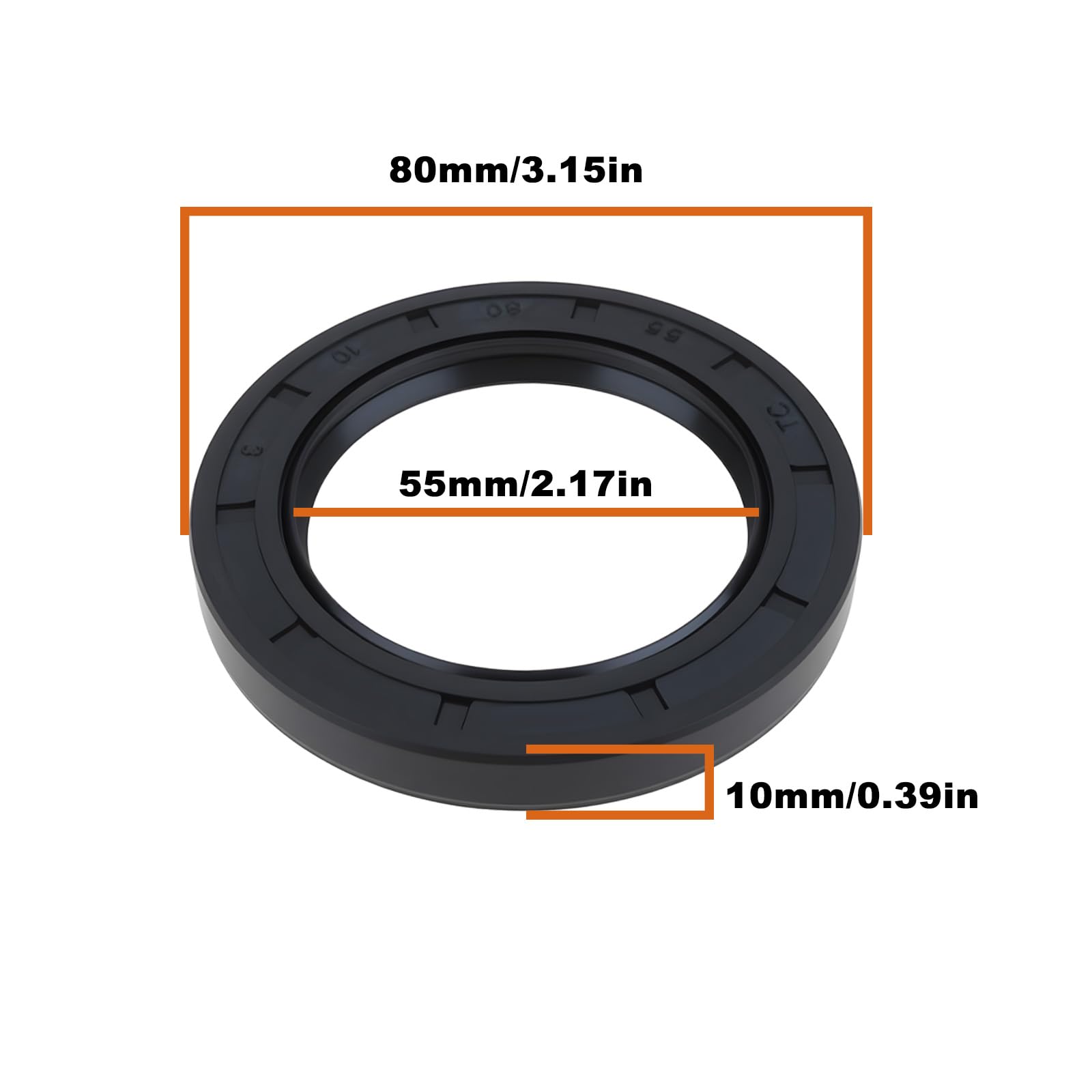 ECSiNG Lot de 6 Joints D'étanchéité D'arbre NBR 55 X 80 X 10 Mm avec Lèvre Anti-poussière élément Rotatif Simmerring