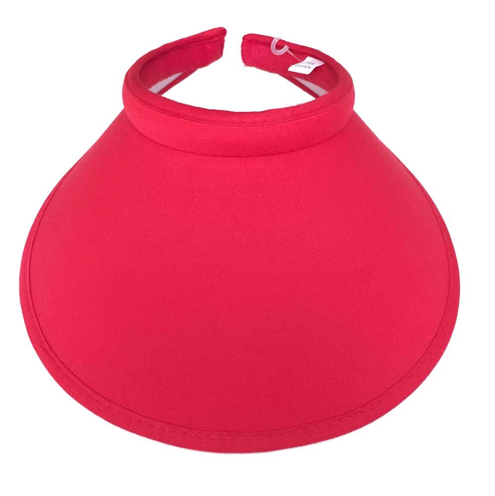 Big Sun Visor Hat Solid Color Cotton Push On Clip On Sun Protection (Red)