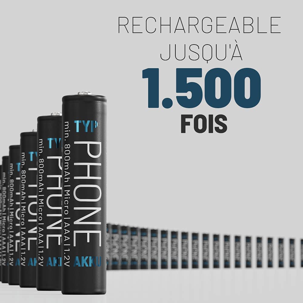 ABSINA 4X AAA Batterie Gigaset 800 mAh NiMH 1,2V - Piles pour téléphone Batteries, Pile pour Telephone Fixe sans Fil - Compatible avec A400 A415 AS405 A510 AS690 C430 C530HX E560 CL660HX