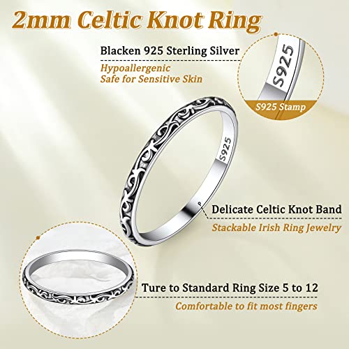 Suplight 925 Sterling Silver Celtic Knot/Evil Eye/Infinity Symbol Band Ring, 2/3/5/8mm Vintage Finger Thumb Ring for Women Size 4-13 (with Gift Box)4