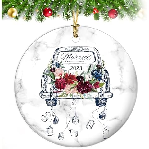 First Christmas Married Ornament 2023 Mr and Mrs Gifts,Wedding Gifts for Couples Unique 2023, Bridal Shower Gift,1st Christmas Married Ornament 2023Just Married Ornaments Newlywed Keepsake Gift-Mr Mrs Cover