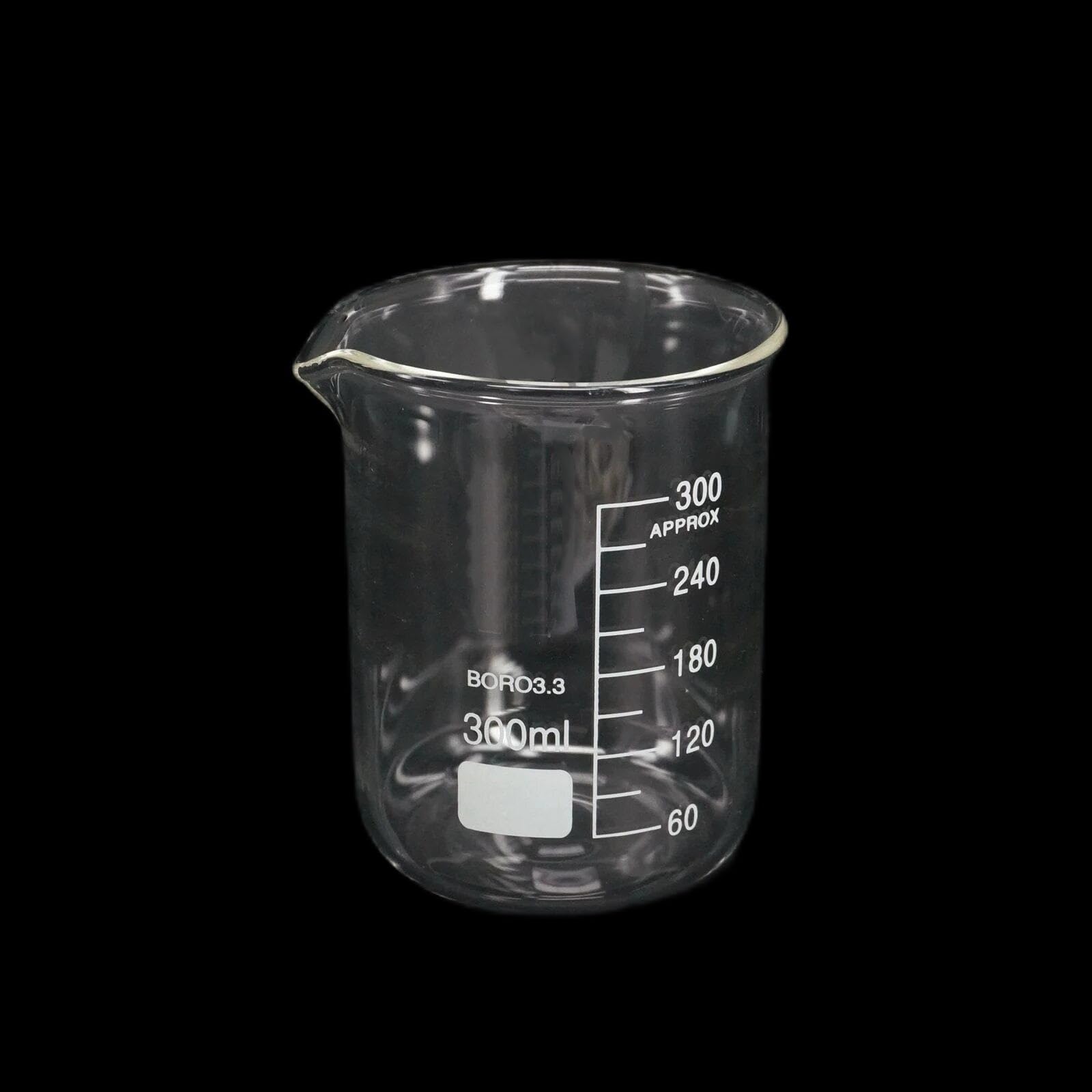 Vaso de precipitados de Vidrio de Forma Baja con Pico, Vaso de precipitados de borosilicato de 300 ml, Tazas medidoras de Laboratorio de química, 1 Pieza