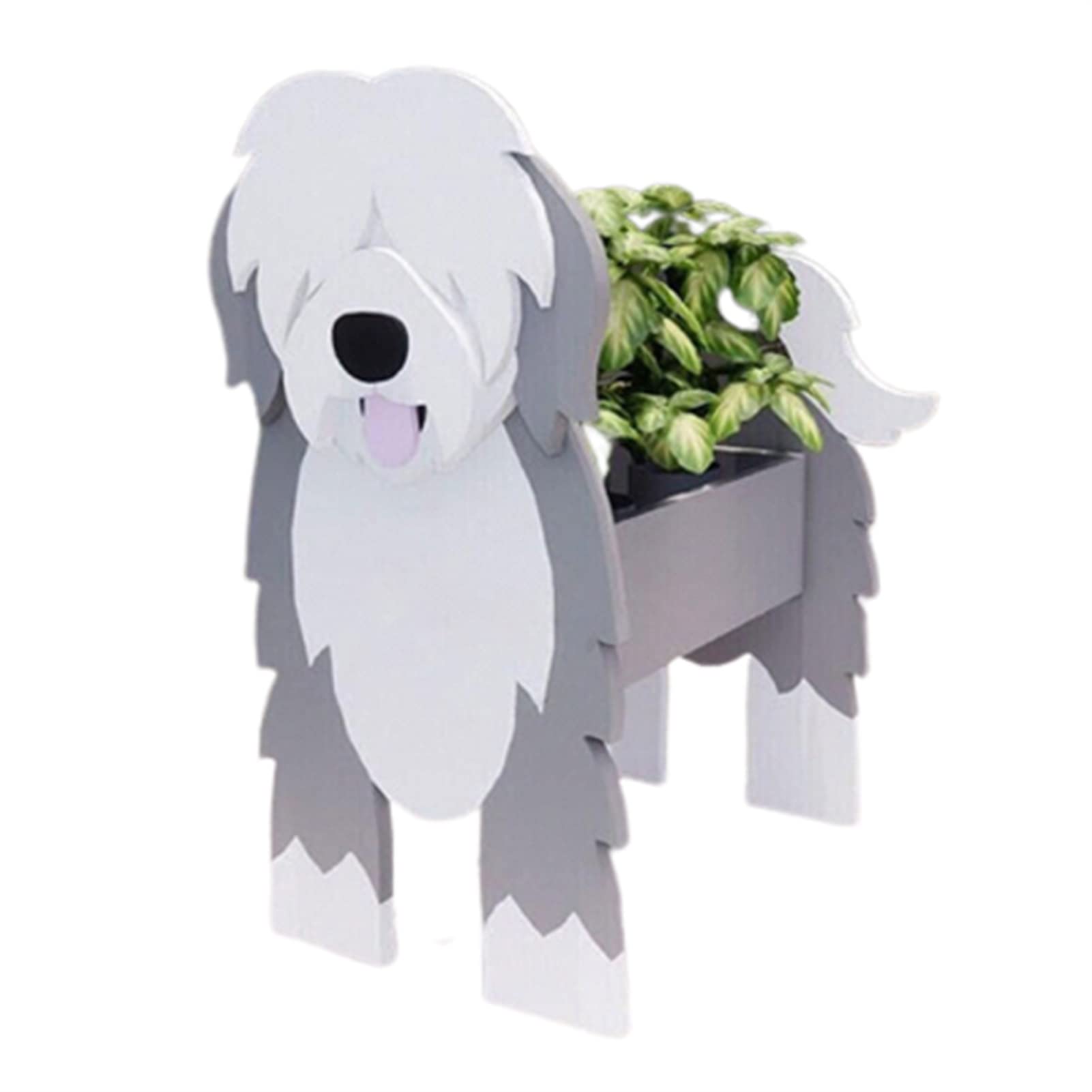 TQQEPOOL Dog Planter,Animal Flower Planter Pot For Outdoor Plants,Handmade Storage Container Planters For Garden Decoration Cactus Office Home Gifts (Color : English Sheepdog, Size : 34 * 24cm)