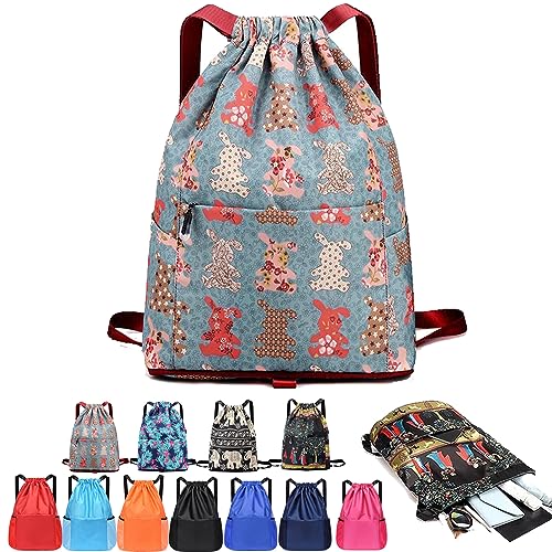 Lilyasion Drawstring Backpack, Drawstring Foldable Large Capacity Dry-Wet Separation Travel Sports Backpack (B)