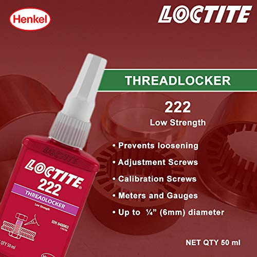 Genuine Henkel Loctite 222 Threadlocking Adhesive - Low Strength - Easy Disassembly - Suitable For All Metal Threaded Assemblies - Glue 50 Ml #TOP1