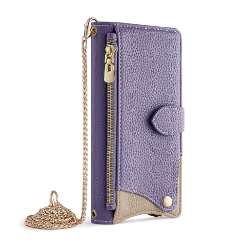 Jiajihua Funda Compatible con Huawei Mate 40 Pro Cordón Cartera con Cremallera【Ranura para Tarjetas】【Flip Stand】【Cierre magnético】【Funda de teléfono】 Purple