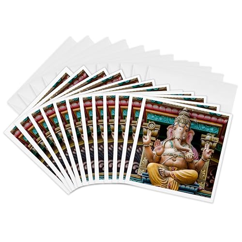 Cartes de vœux Singapour Chinatown Ganesh 3dRose | Lot de 12 cartes de format carré 15x15 cm