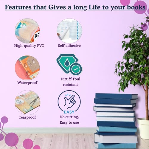 Image of (3books) Transparent Protective Book Covers, Waterproof Self-Adhesive Book Cover for Office School Textbook Protective Case Lamination for Books, Clear Book Cover Set with Name Labels, A4 /16K /22K,