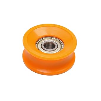 MroMax Nylon Plastic Pulley U-Shape Groove Wheel 6x30x13mm Guide Bearing Pulley Rail Ball Wheel for Driving Mechanical Equipment, Doors and Windows Orange 1Pcs