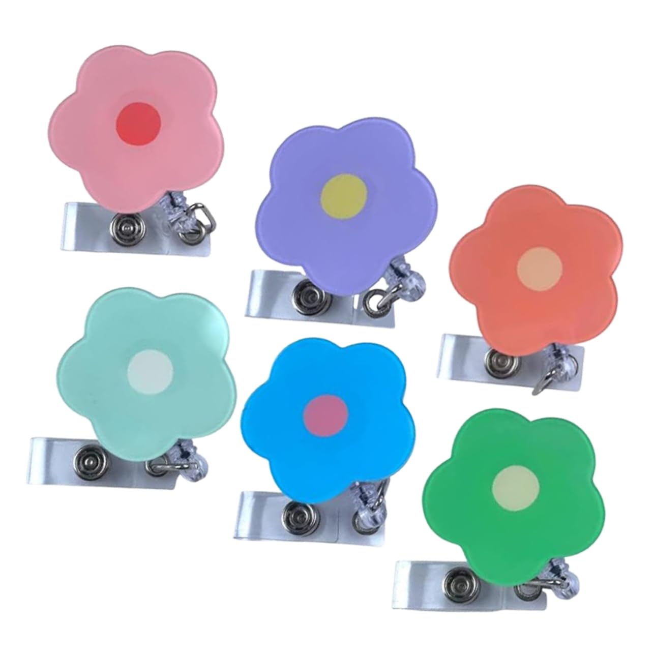 HOMSFOU 4 Set Badge Multifunzionale Fiore Clip Retrattili Per Infermieri E Professionisti Per Id E Attività 6 Pezzi * 4