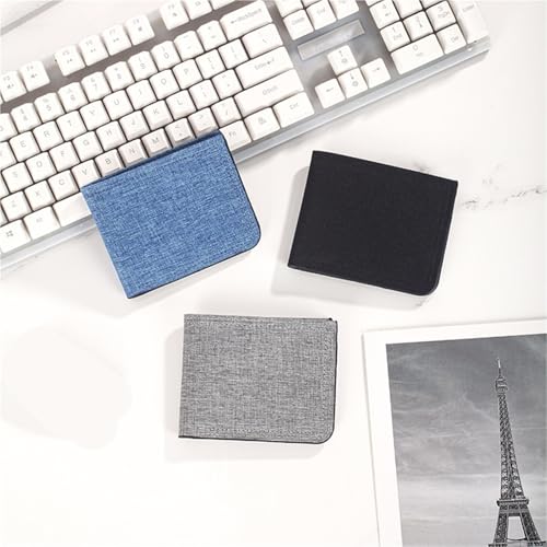 Short Canvas Wallet Zipper Wallet Retro Simple(Black)4