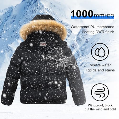 WULFUL Boy's Winter Coats Waterproof Fleece Lined Puffer Jackets Kids Thicken Outerwear With Detachable Hood4