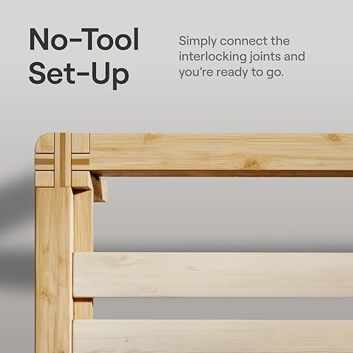 Miniatura 6 de Nectar Base de cama de plataforma de bambú, tamaño Queen, natural, patas de soporte central flotantes, 12 pulgadas de altura, fácil de instalar sin