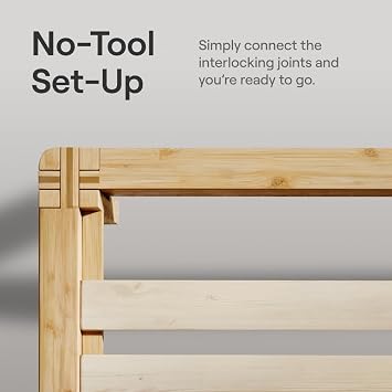 Nectar Bamboo Platform Bed Frame - Twin - Natural - Floating Center Support Legs - 12 Height - Easy Tool Free Set Up - Contemporary and Durable - Sturdy Wooden Support Slats - Holds Up to 500 Pounds