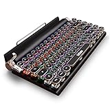 RedThunder RT84 Retro Schreibmaschine Tastatur, Steampunk-Tastatur mit QWERTZ Deutsch, Bluetooth 5.0 Kabellos Mechanisch Tastatur, Anschluss Mehrerer Geräte für PC/MAC/Laptop/Tablet/Telefon