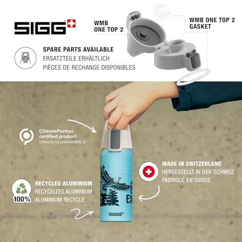 SIGG WMB One Brave Bear Kinder Trinkflasche (0.6 L), schadstofffreie und auslaufsichere Kinderflasche, federleichte Wasserflasche aus Aluminium