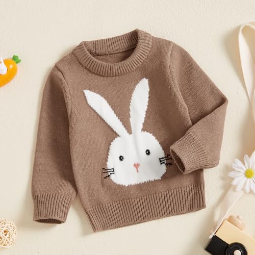 KMBANGI Newborn Toddler Baby Boy Girl Easter Sweater Bunny Carrot Knit Sweatshirt Long Sleeve Pullovers Top Spring Clothes3