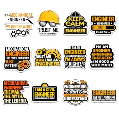 12pcs Funny Engineer Stickers Pack Mechanical Civil Engineering Humor Gifts for Engineers Students...